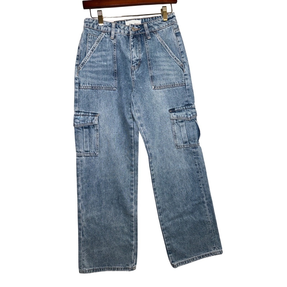 NWT Vervet by Flying Monkey Womens 25 High Rise Cargo Wide Leg Jeans‎ Baggy